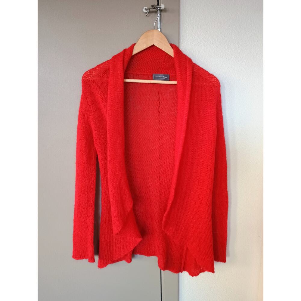 Wooden Ships open front cardigan sweater mohair wool blend red quiet Luxury S/M